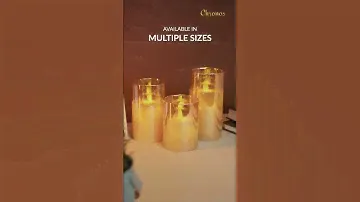 Golden Glass LED Moving Flame Pillar Candle | Remote Control for Ultimate Convenience!